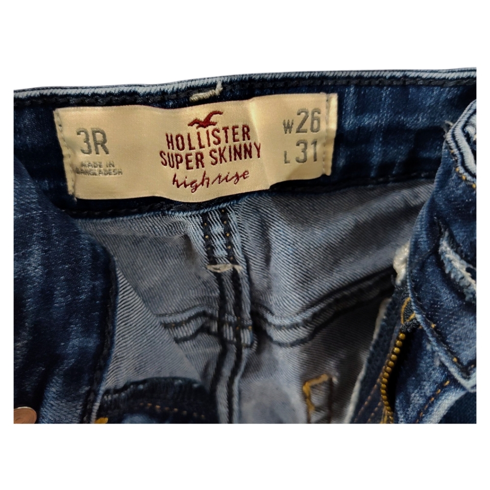 Hollister Super Skinny High Rise Womens Size 3R - W26 L31 - Dark Wash - Picture 5 of 7